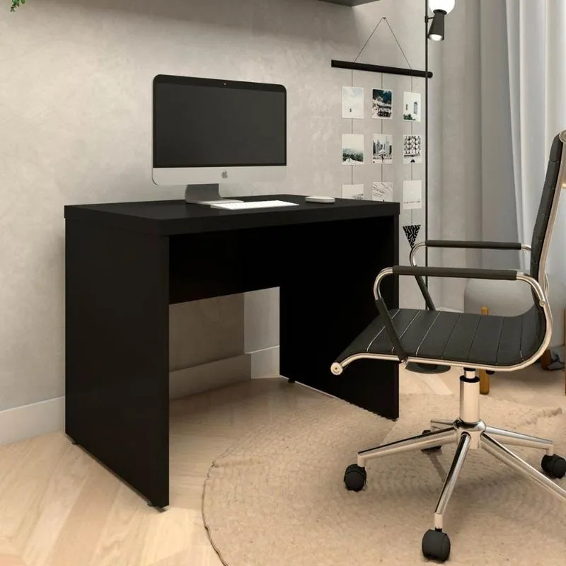 Escrivaninha Alto Padrão Escrivaninha Sem Gavetas MDF-MDP 90cm Preto F5 Office