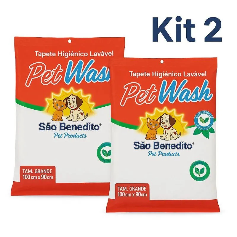 Tapete Lavável Pet Grande Kit 2 100x90cm Impermeável