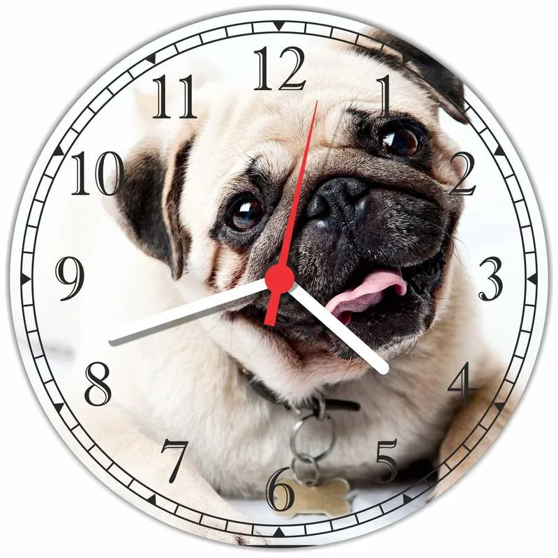 Relógio De Parede Cão Pug Pet Shop Gg 50 Cm Quartz