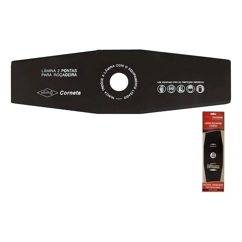Lâmina Roçadeira 2 Pontas 350mm Esp.2mm Furo 20mm - Corneta