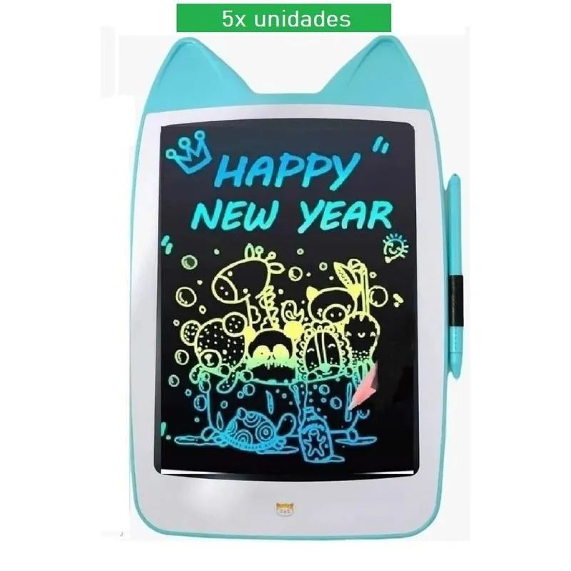 Kit 5x Lousa Mágica Tablet Infantil De Desenhar - Azul