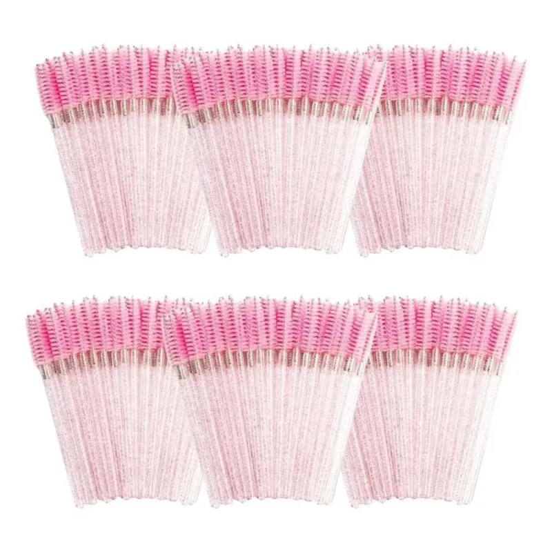 10x Kit 600 Escovinhas De Cílios Com Glitter Descartável