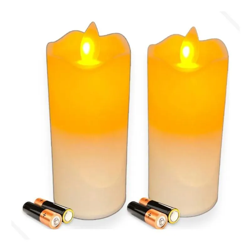 5x Kit 2 Vela Eletrônica De Led Com Chama Viva + 2 Pilhas Aa