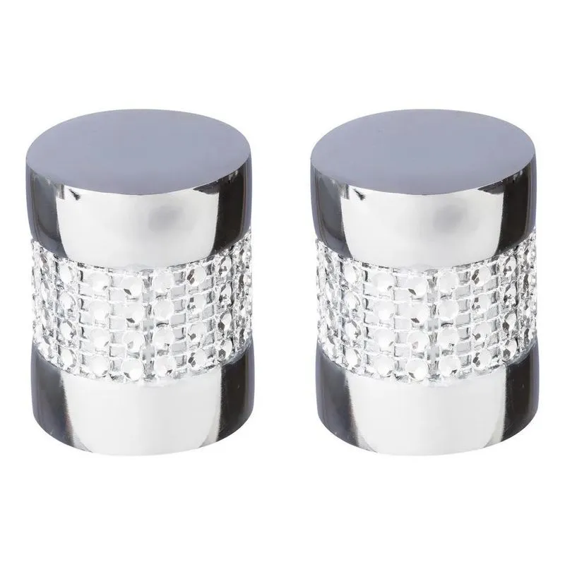 Kit Ponteira Para Varão Cortina 28mm Strass Alumínio Par Cor