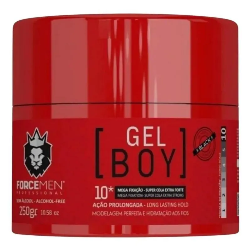 10x Gel Boy Preto Super Cola 250g Force Men Fixação 10