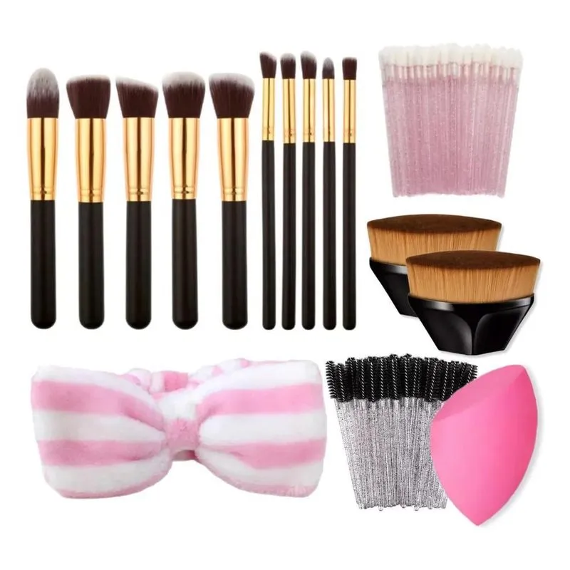Kit 12 Pincéis Maquiagem Kabuki Acessórios Completo Make-up