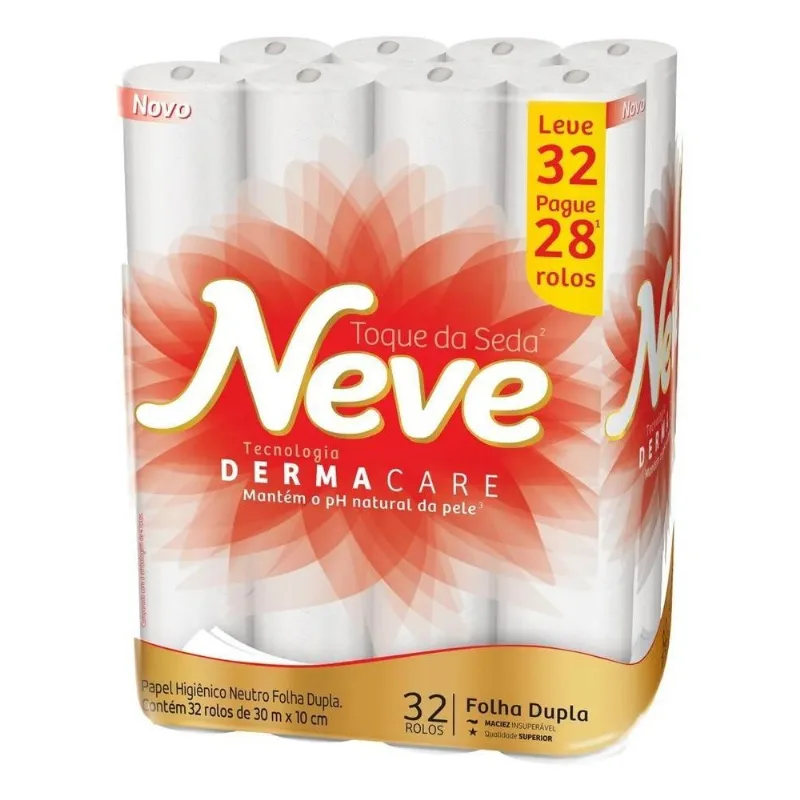 5x Papel Higiênico Neve Toque Da Seda Folha Dupla 30 M De
