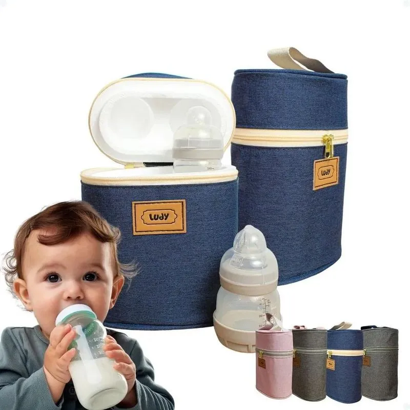 Bolsa Porta Mamadeira Maternidade Isopor Bebe Men Azul-escur