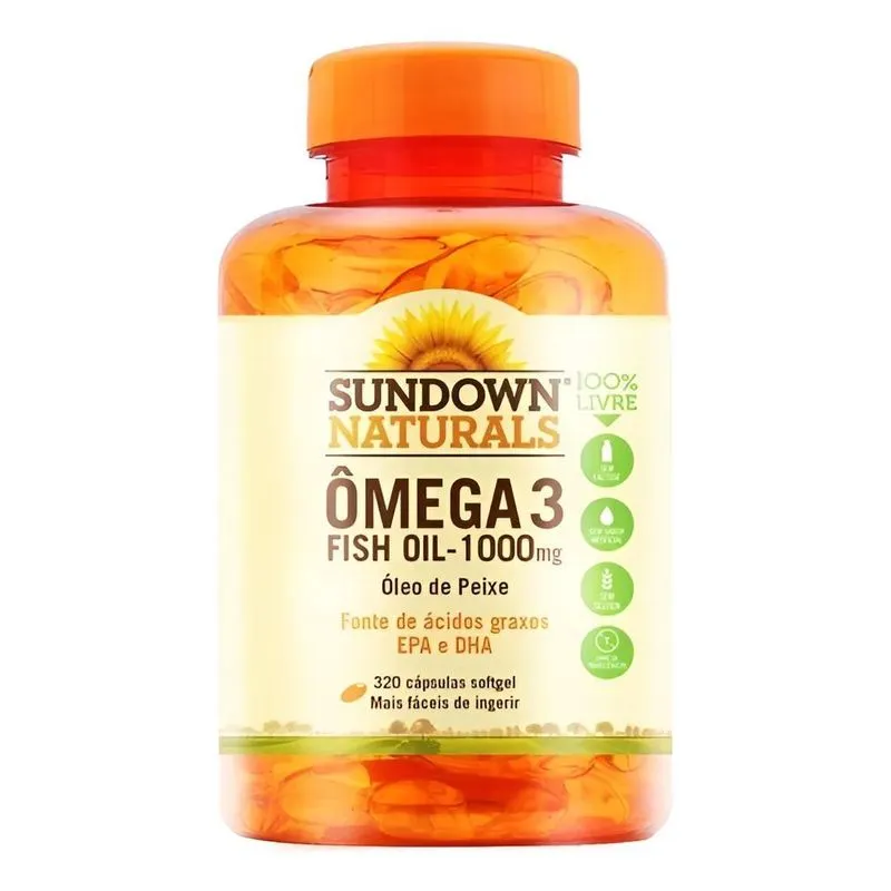 5x Ômega 3 Sundown Importado 320 Caps 1000 Mg Fish Oil Peixe