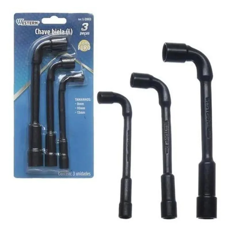 3x Kit Jogo De Chave Biela (l) Com Furo 3pçs L-2003 Western