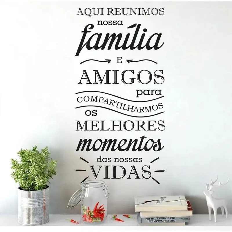 Adesivo Parede Aqui Reunimos Nossa Família E Amigos Cor Pret