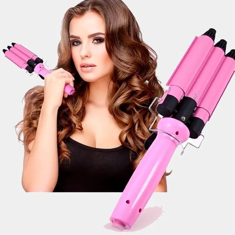 Ondulador Tri-onda Rosa Bivolt 25mm Profissional Cabelo