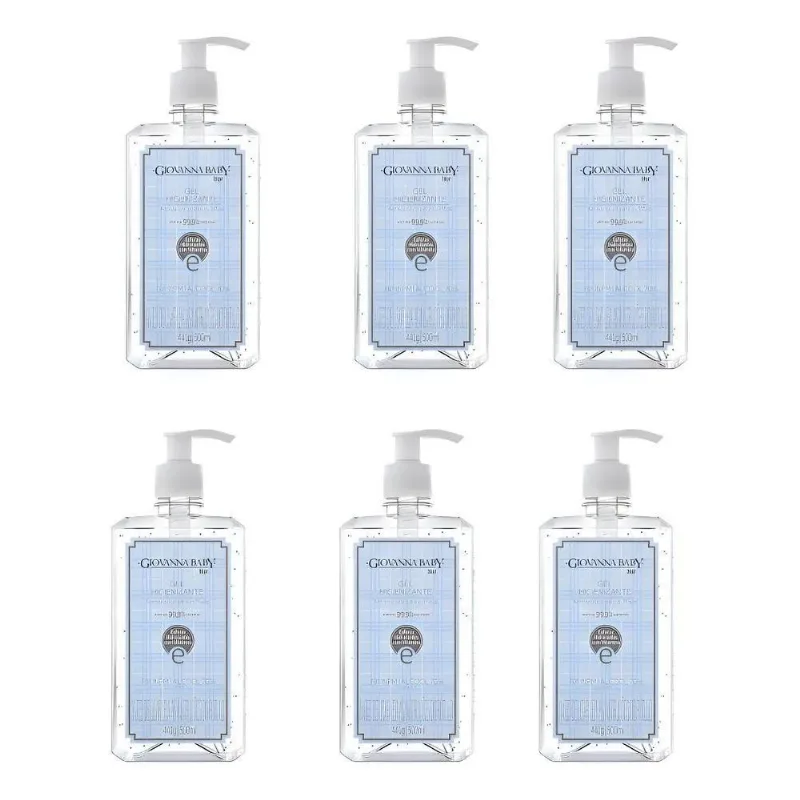 Kit 06 Unid Gel Higienizante 70% Giovanna Baby Blue 500ml Az