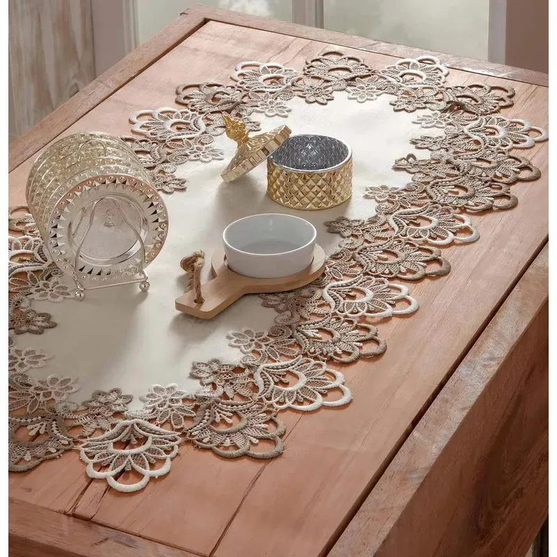 10x Caminho De Mesa Rendado Veneza Luxo 40x90cm Jolitex
