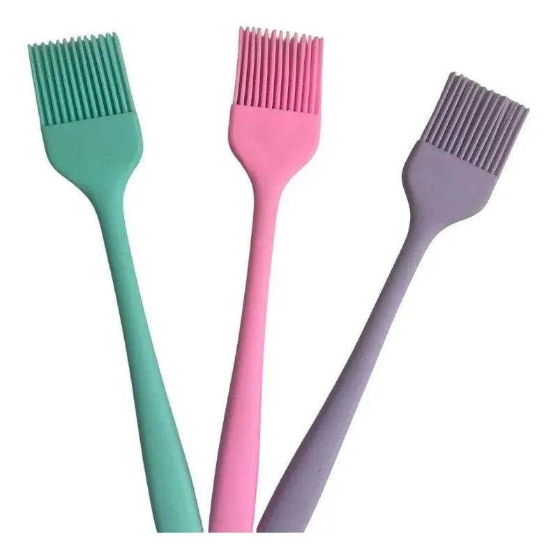 5x Kit 3 Pincéis Culinário Silicone 21cm Reforçado Antiadere