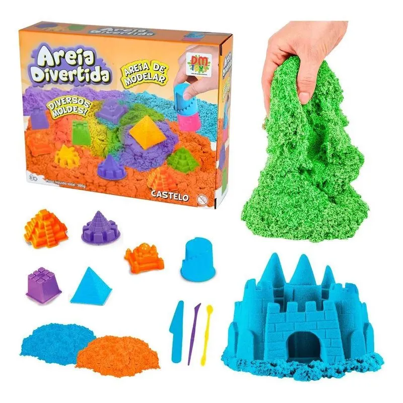 2x Areia Mágia De Modelar Brinquedo Massa + Moldes Castelo 3