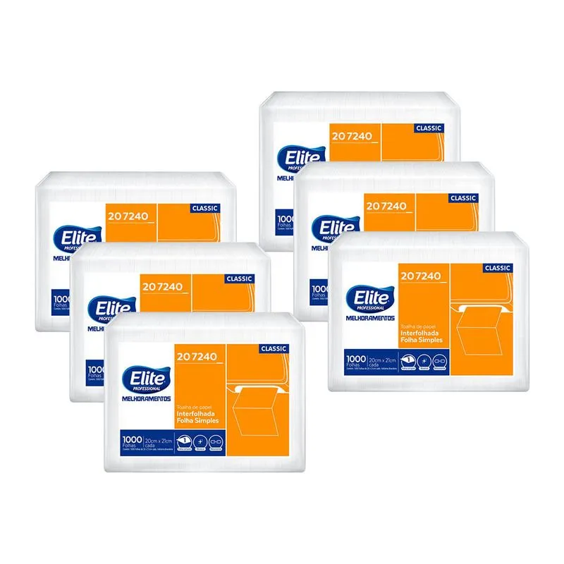 Toalha Classic Interfolhada - 6 Pcts - 6.000 Folhas Simples