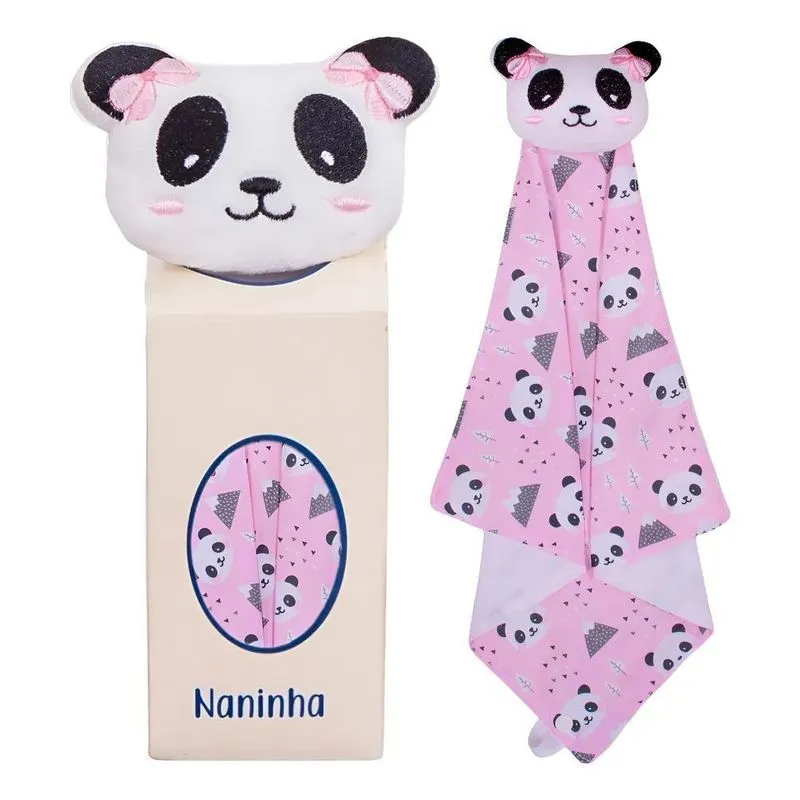 Naninha Para Bebê De Bichinho Pelúcia Prendedor D Panda Rosa