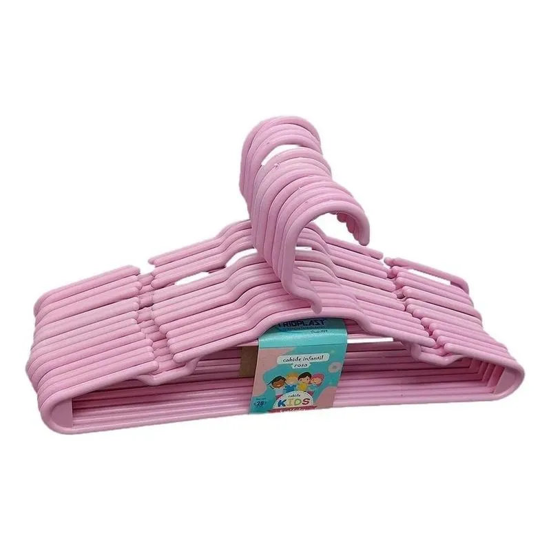 3x Kit 20 Cabides Infantil Bebê Trioplast Cor Rosa