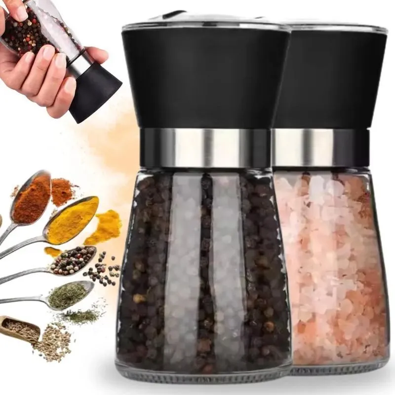 10x Kit 2 Moedores De Pimenta Do Reino E Sal Grosso De Vidr
