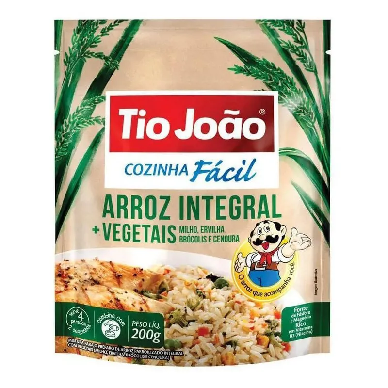 5x Arroz Integral Com Vegetais 200g Tio João