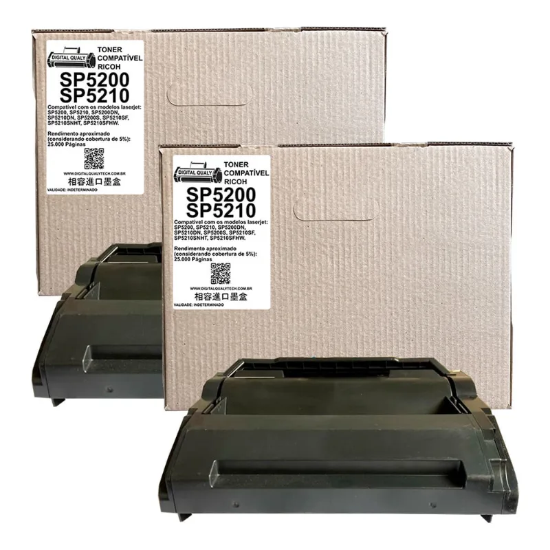 Kit 02 Toner Compatível Ricoh 5200 Sp 5210 Sp-5210 Sp5200 25k