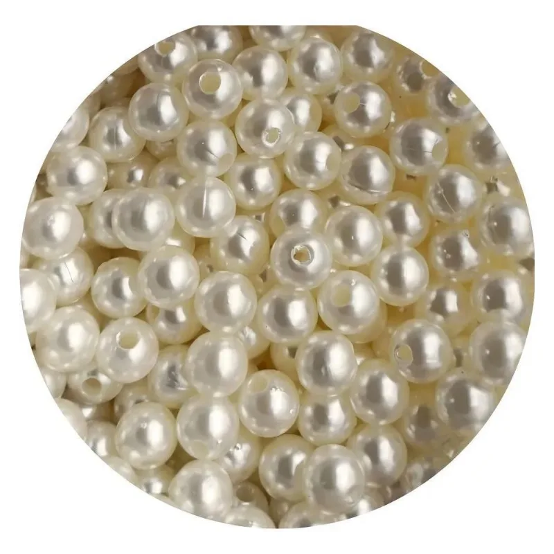 2000 Perolas Abs 8mm Com Furo Passante Pacote 500 Gramas Com