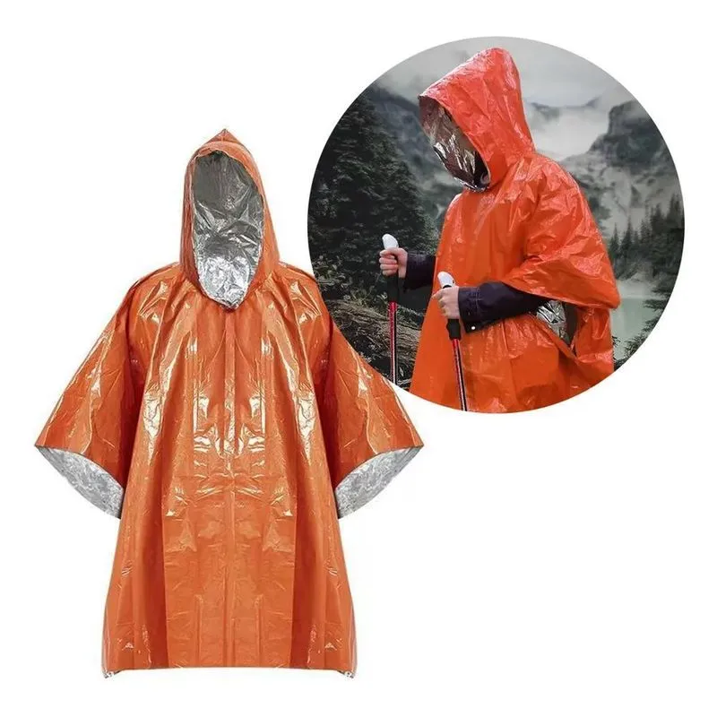 10x Poncho Térmico De Emergência Reutilizável Sobrevivência