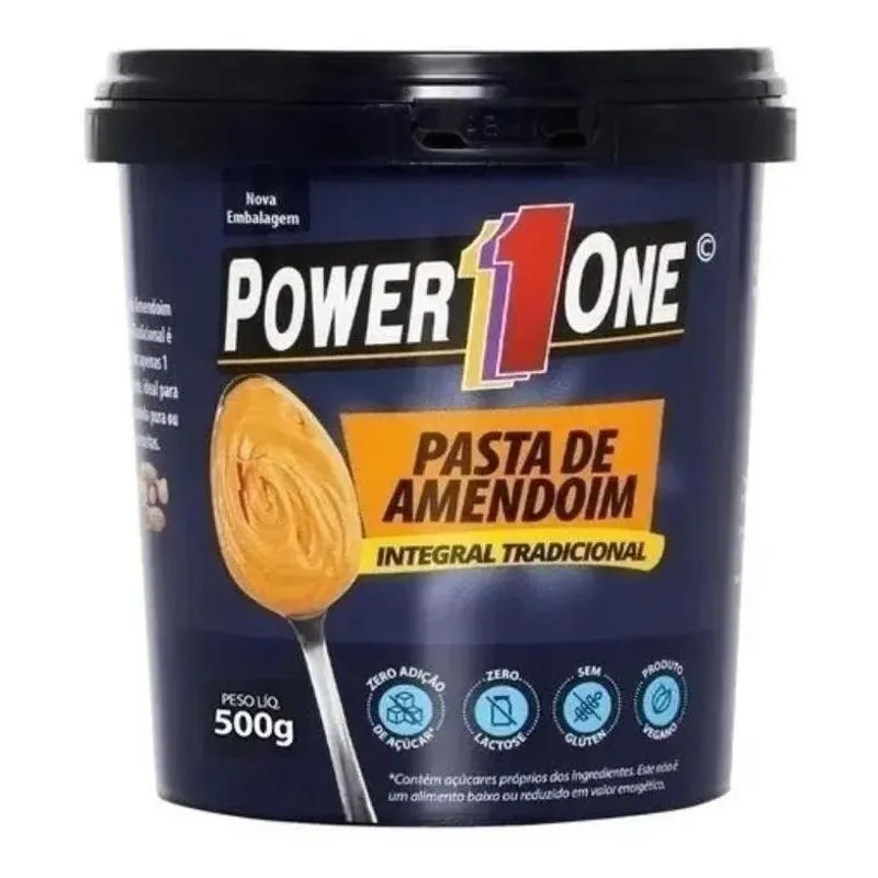 5x Pasta De Amendoim Tradicional Integral 500g Power 1 One