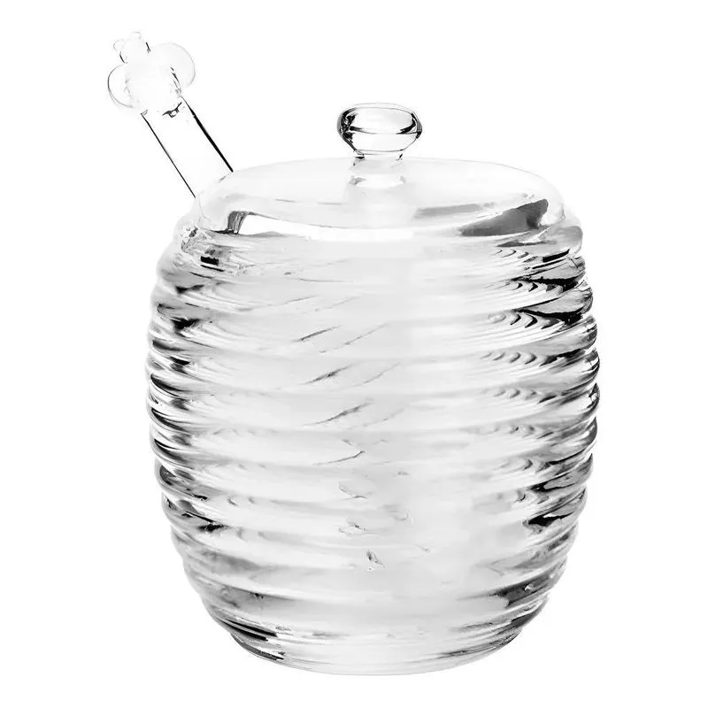 Pote Para Mel De Vidro Cristal Colmeia Com Tampa E Pegador C