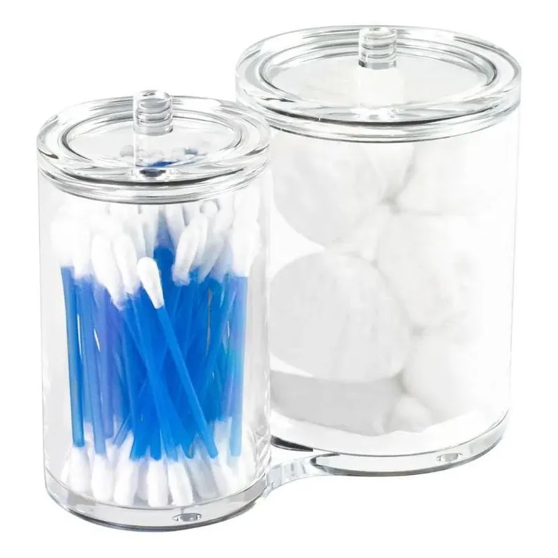 2x Organizador Duplo Para Algodão E Cotonete Cor Transparent