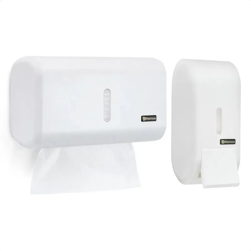 2x Porta Papel Toalha E Saboneteira Liquido Dispenser Banhei