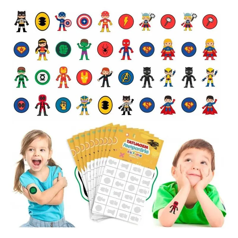 10x 320 Tatuagem Temporária Infantil Menino Menina Escolha O