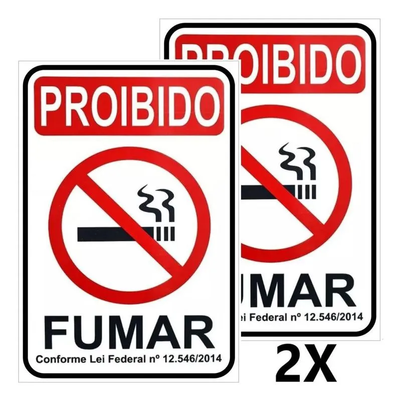 2x Placa Proibido Fumar - Lei Federal - 20x30 - Kit Com 02