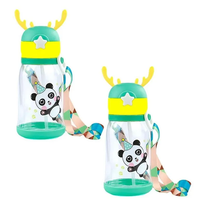 Kit2 Garrafa De Alce Água Infantil Criança Copo De Verde
