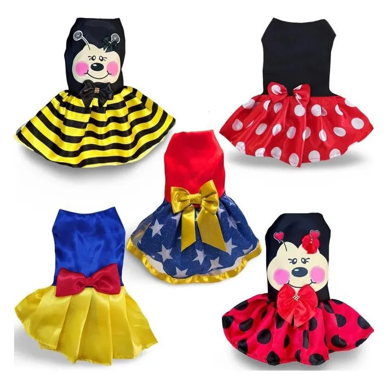 5x Roupa Pet Roupinha Princesa Vestido Para Cachorro Gato Lu