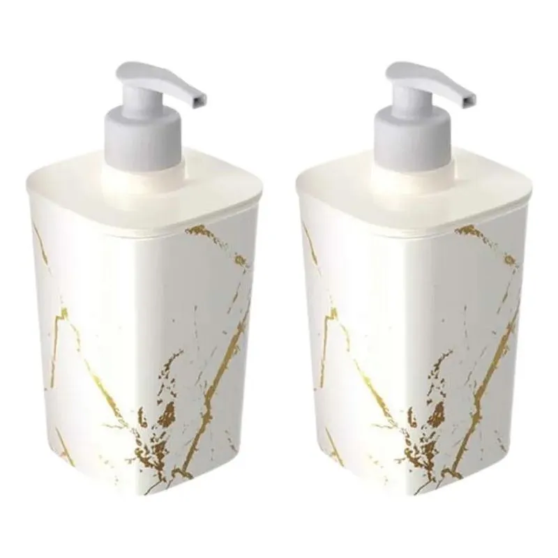 2x Kit 2 Porta Sabonetes Liq. Classic Mármore 420ml Plasútil