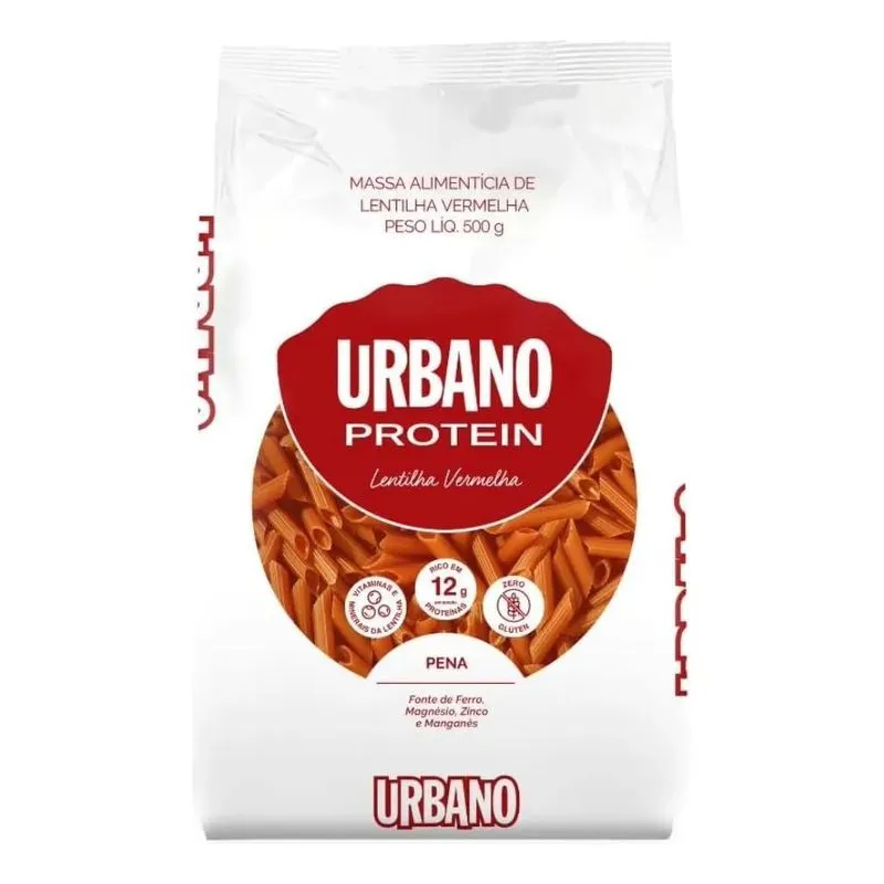 5x Macarrão Penne Sem Glúten De Lentilha Vermelha Urbano 5