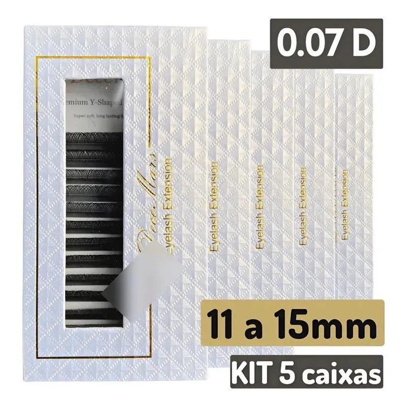 Kit 5un Cílios Y Decemars Volume D 0.07 (11/12/13/14/15mm