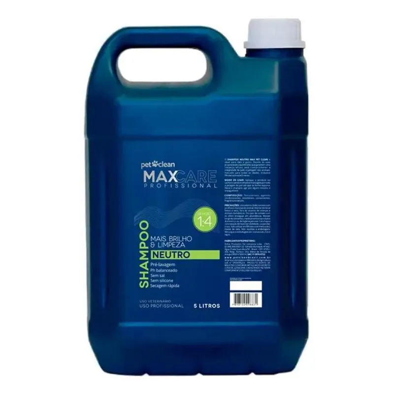 Shampoo Premium Banho Tosa Profissional Pet Clean Max 5l