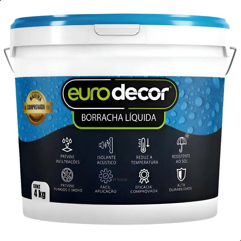 Tinta Borracha Líquida Eurodecor 4kg Impermeabilizante Acaba