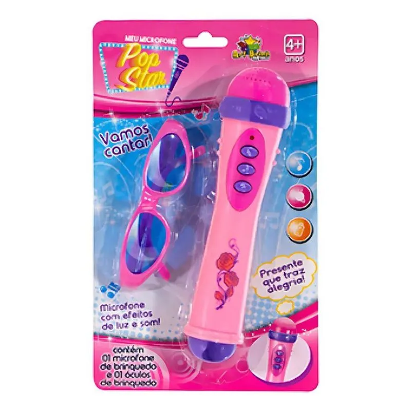 10x Art Brink Microfone Infantil Com Óculos Luz E Som Menin