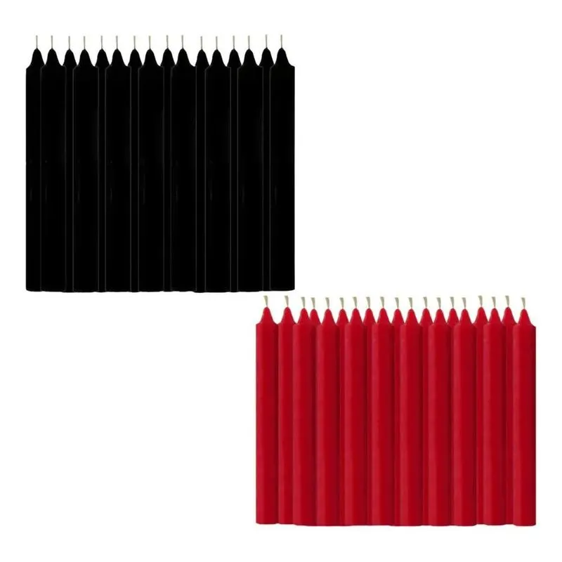 5x Pacote Velas Palito 20 Velas 10 Preta E 10 Vermelha 18cm