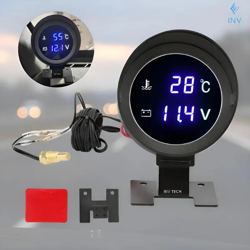 Voltímetro + Marcador De Temperatura Automotivo Universal -