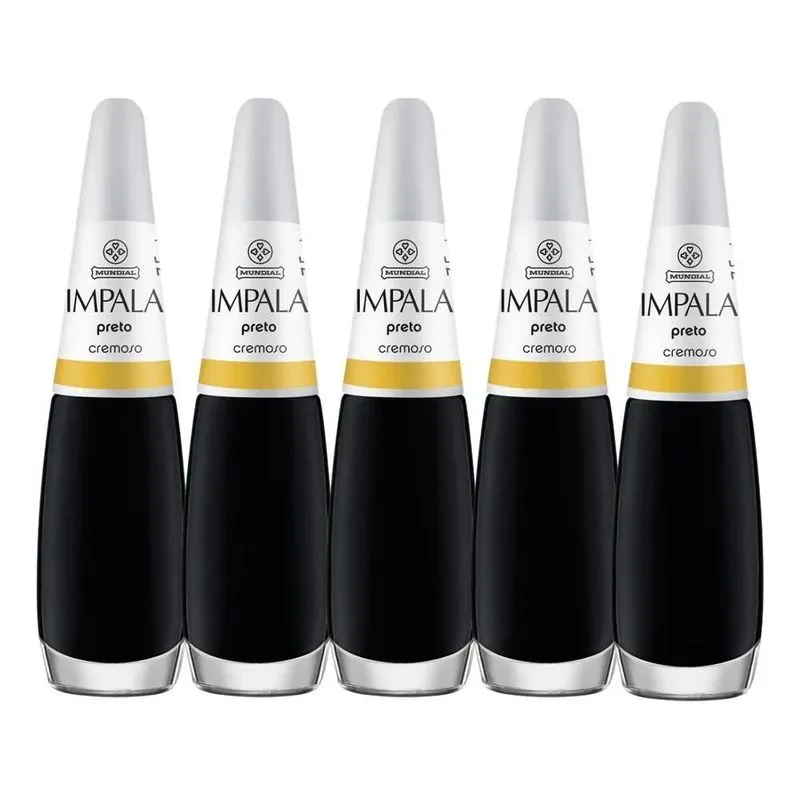 5x Esmalte Impala Preto Classico Cor Da Sua Moda Manicure