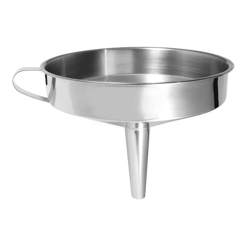 5x Funil Aço Inox Grande 16x14 Cm Alça Garrafas Óleo Multius