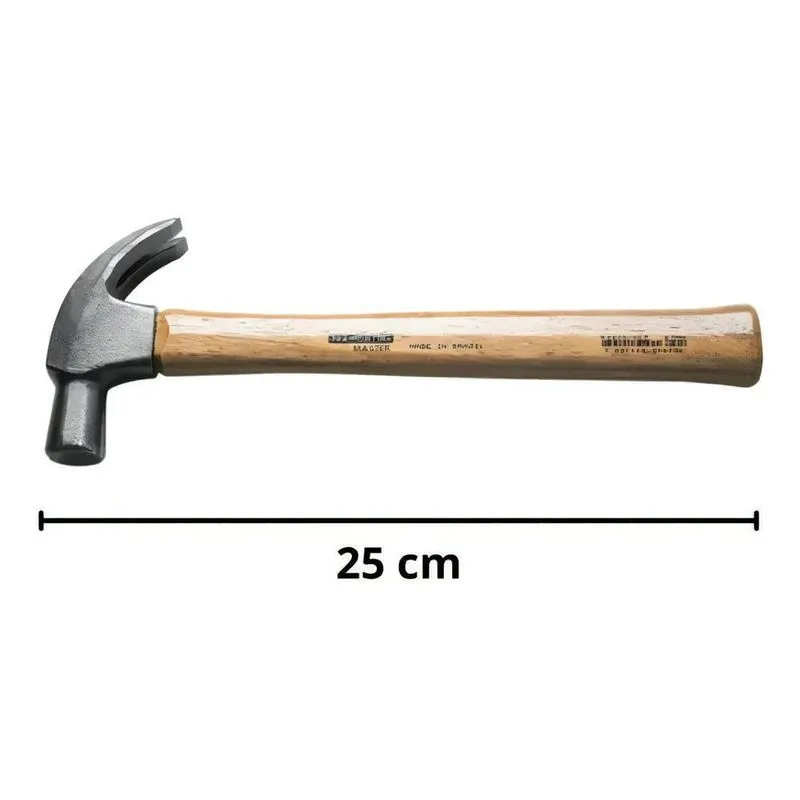 5x Martelo Unha 18 Mm Com Cabo Madeira Envernizada - Tramont