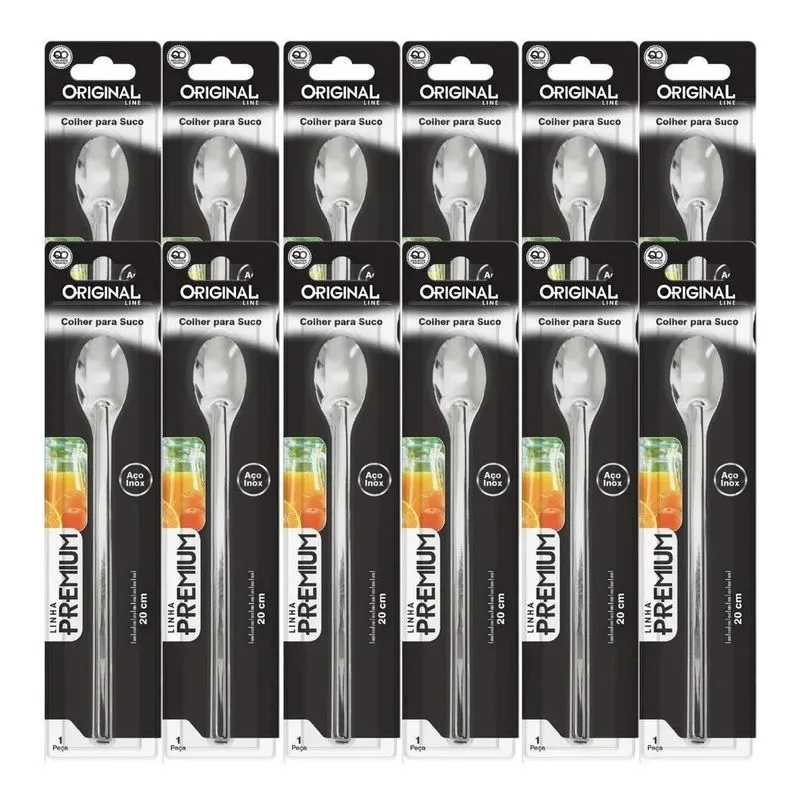 10x Jogo Colher 20 Cm Com 12 Pçs Inox Colheres Milk Shake S