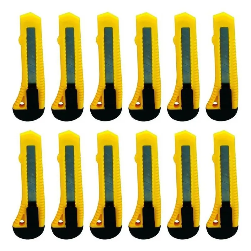5x Estilete Largo Lâmina 18mm Caixa Com 12 Unidades