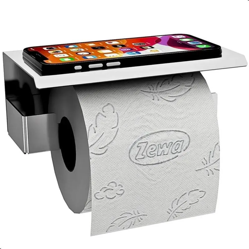 3x Porta Papel Higiênico De Parede Adesivo Sem Furo Inox Elg